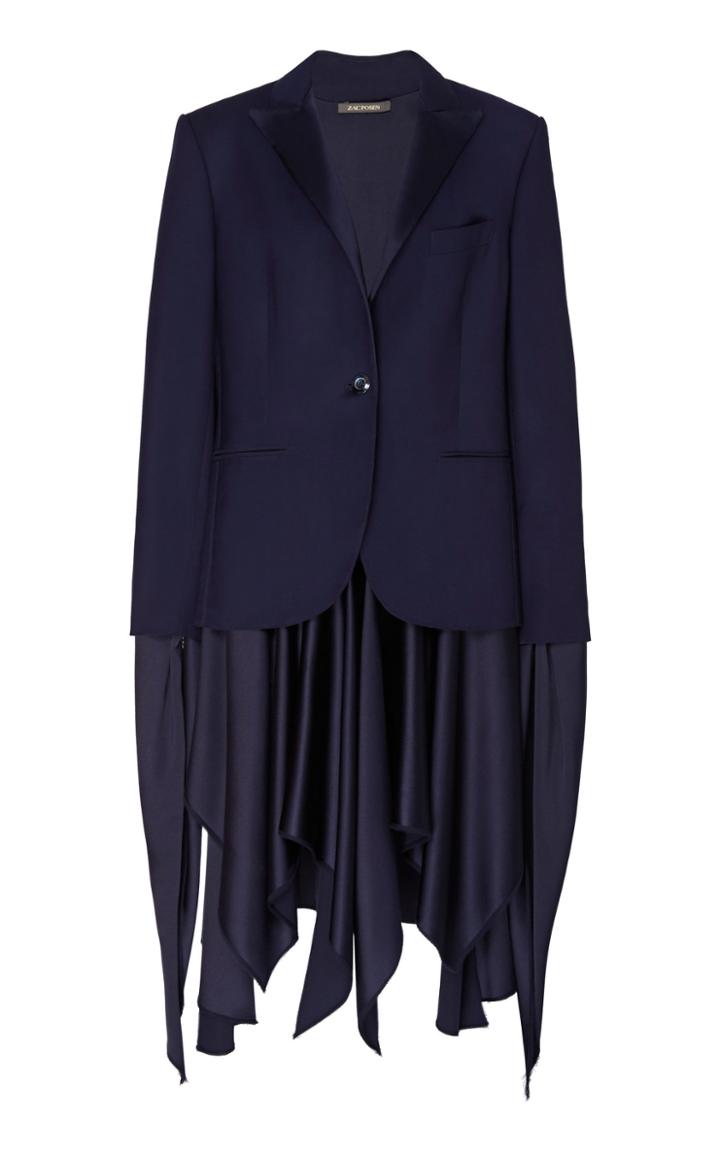 Moda Operandi Zac Posen Pleated Wool Blazer Size: 0