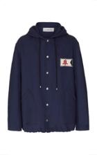 Lanvin Hooded Logo-embroidered Cotton-twill Parka Size: 48