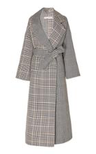 Oscar De La Renta Check-patterned Wool Long Coat
