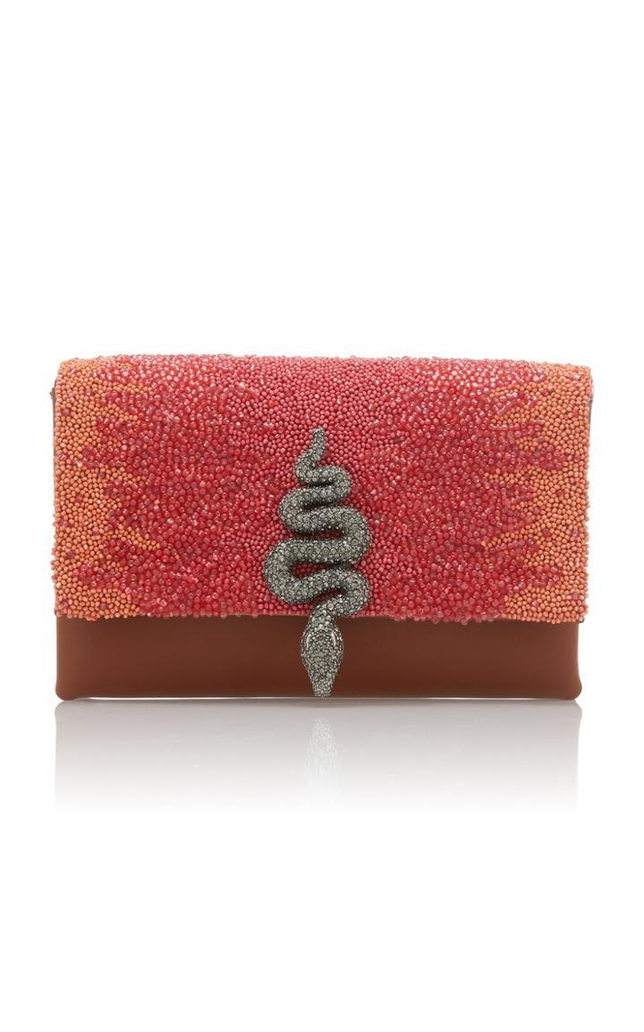 Valentino Maison Snake Sequined Nappa Leather Clutch