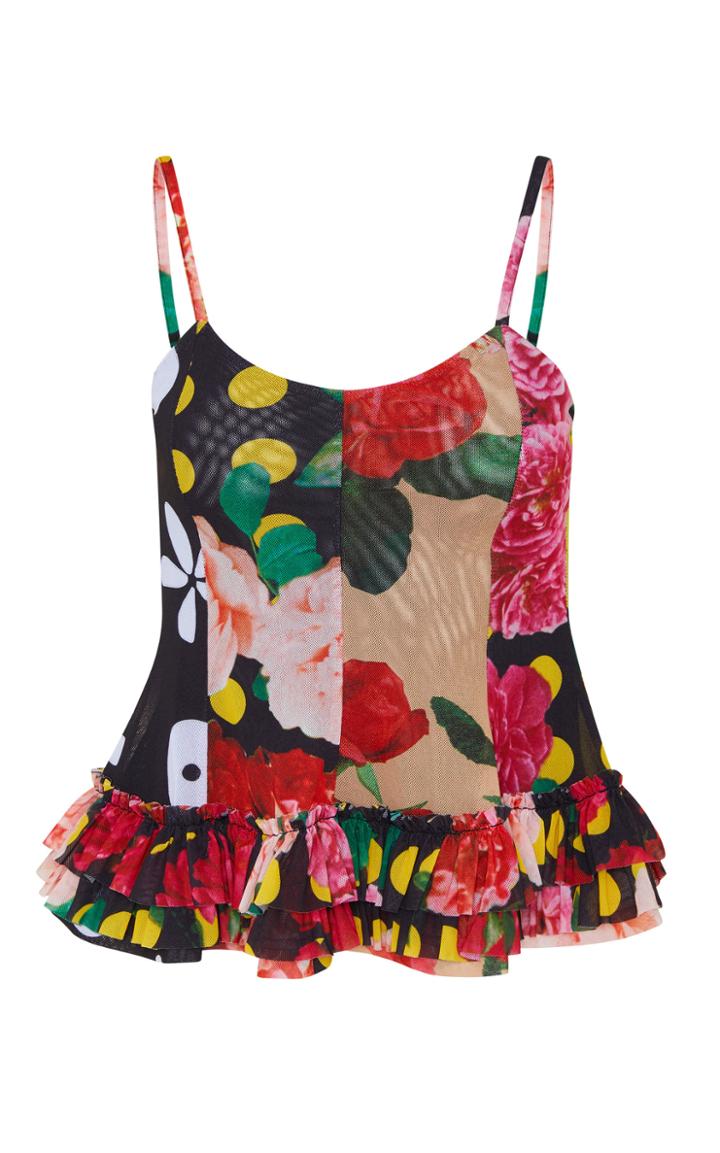 Moda Operandi Molly Goddard Tierny Printed Mesh Ruffled Top
