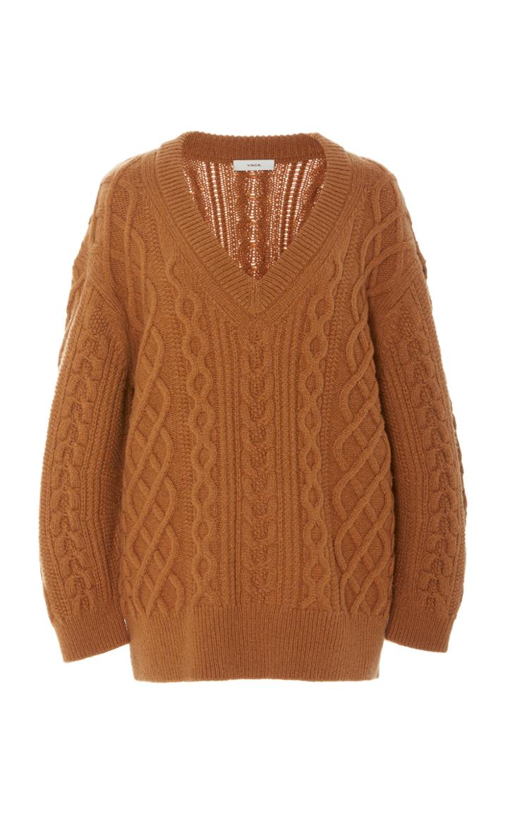 Vince Oversized Cable-knit Wool-cashmere Sweater