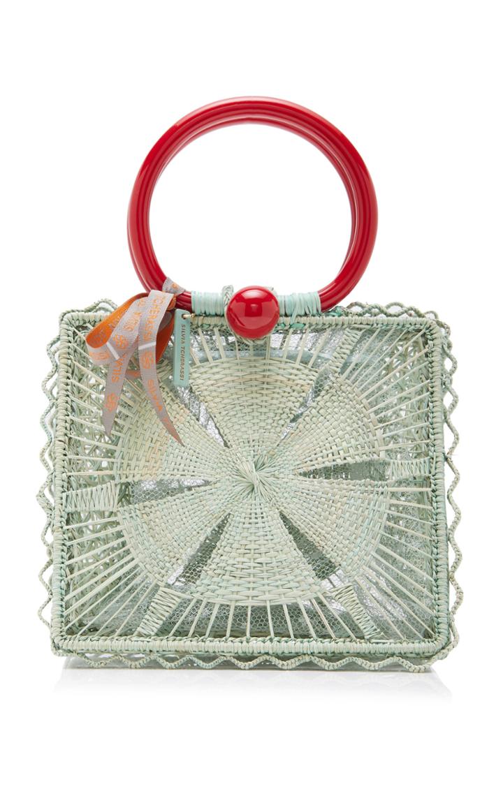 Silvia Tcherassi Small Caimile Iraca Palm Handbag