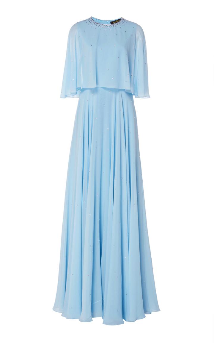 Jenny Packham Loulou Embellished Chiffon Cape Gown