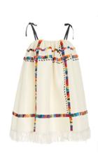 Jonathan Cohen Fringe Hem Silk Gazar Mini Dress