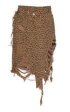 Moda Operandi Kye Back Star Embroidery Leopard Print Denim Washing Skirt Size: 1