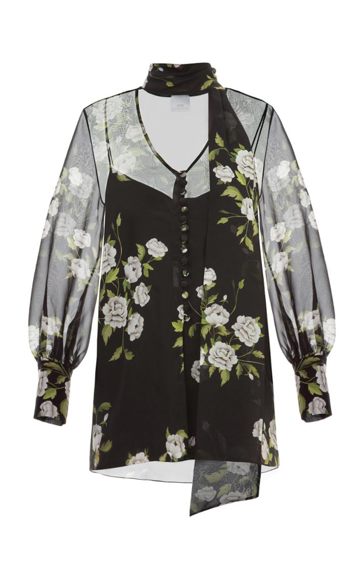 Elenareva Printed-silk Chiffon Blouse