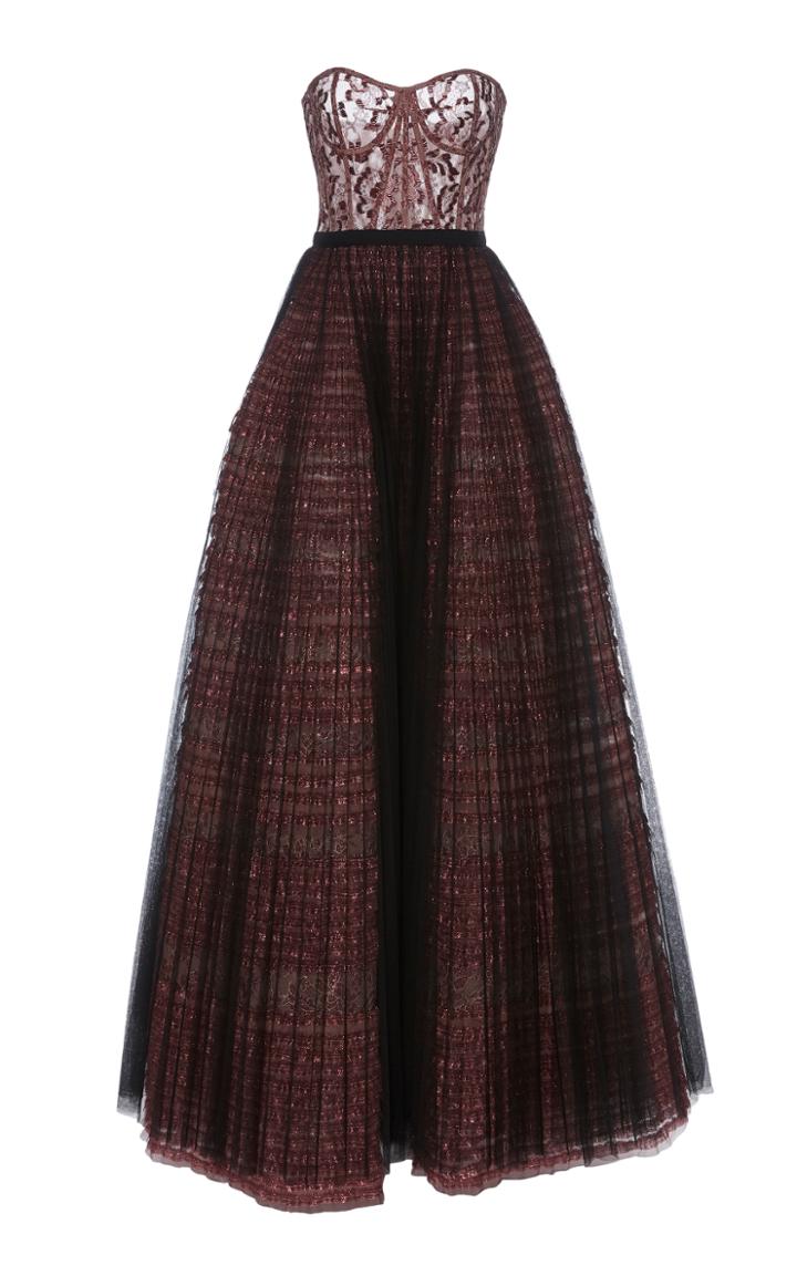 J. Mendel Strapless Bodice Embellished Gown