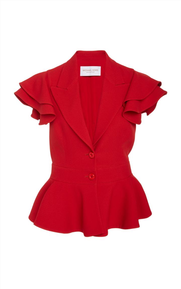Michael Kors Collection Ruffled Crepe Peplum Jacket