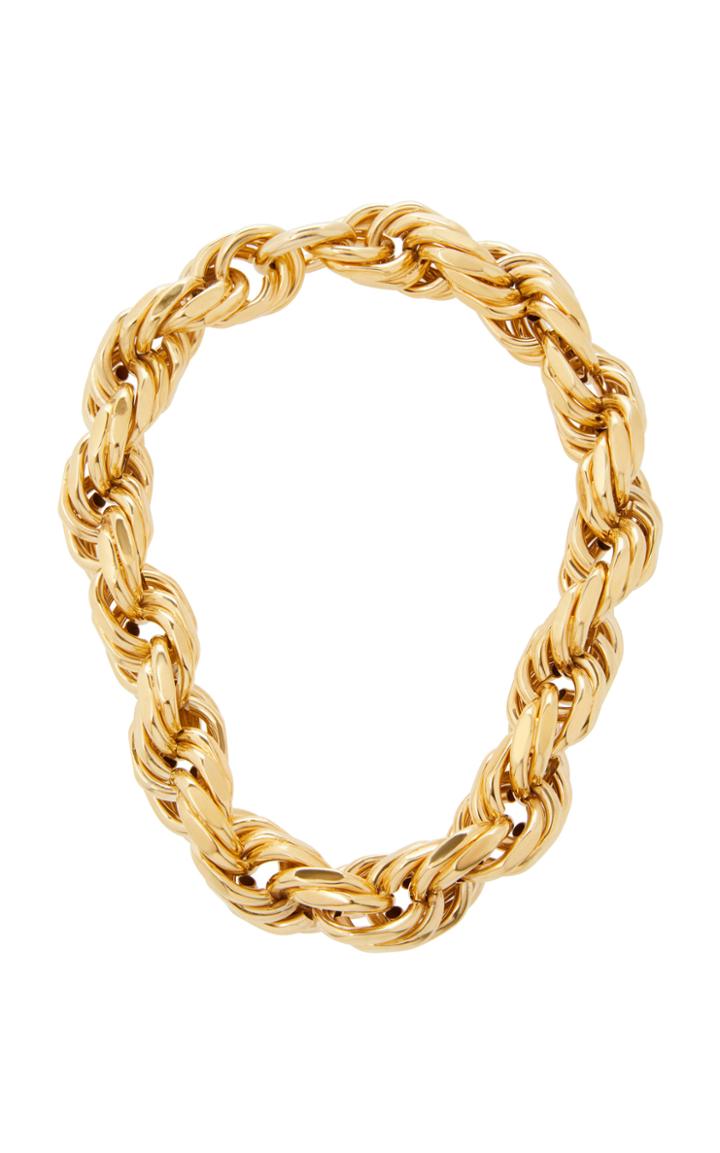 Bottega Veneta Gold-plated Silver Woven Rope Necklace
