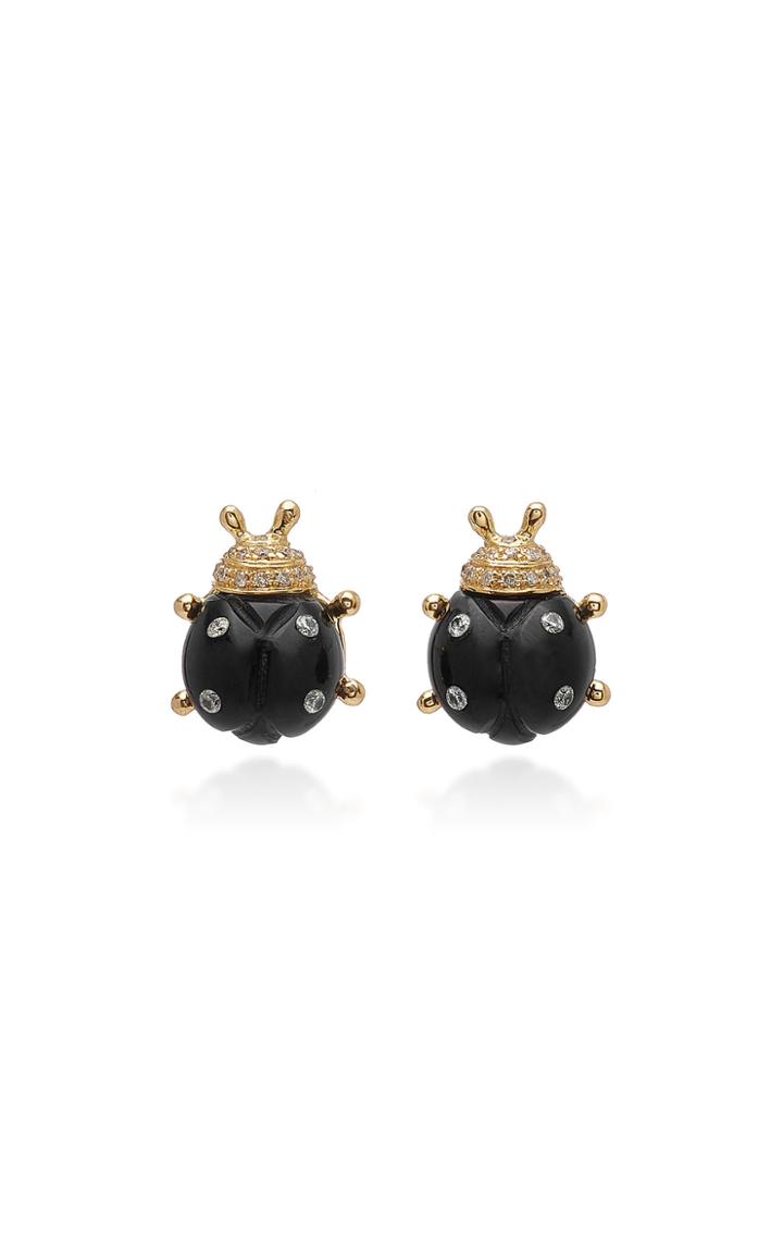 Casa Castro 18k Gold Onyx And Diamond Small Earrings