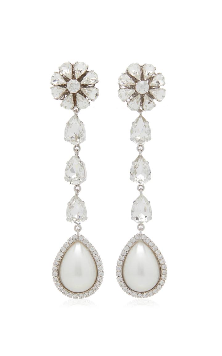 Moda Operandi Alessandra Rich Long Crystal And Pearl Drop Statement Earrings