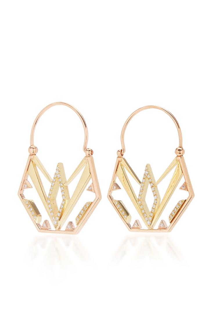 Ele Karela Tandem Hoops 18k Gold And Diamond Earrings