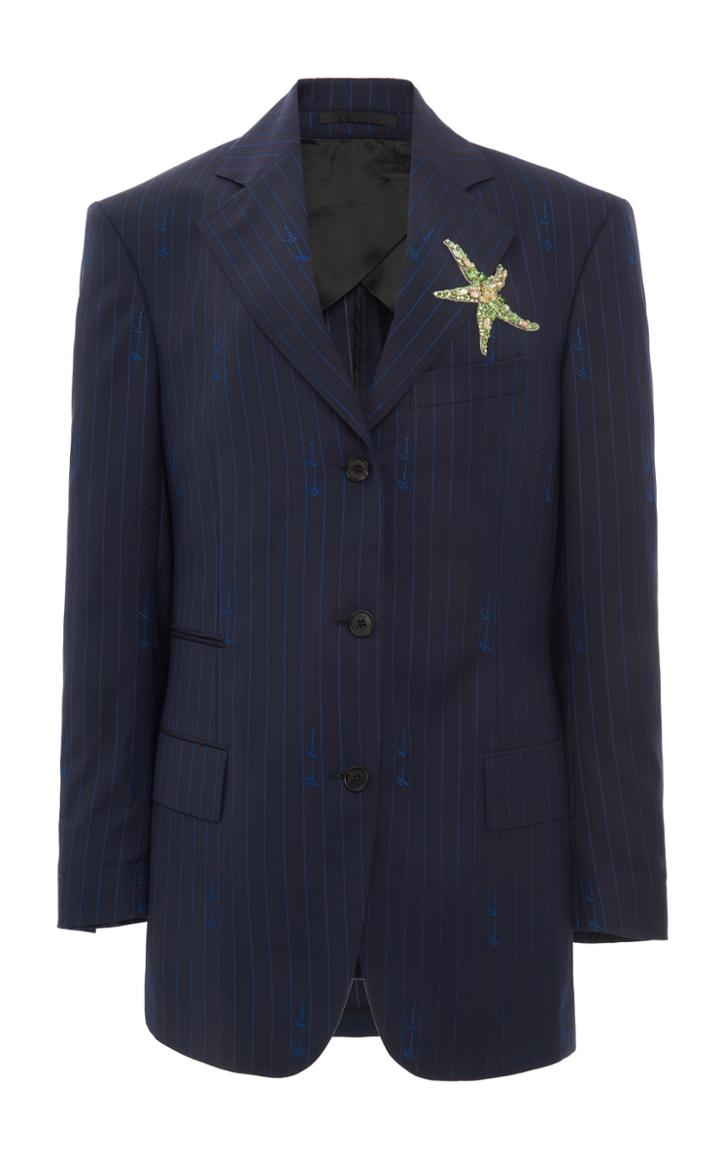 Moda Operandi Versace Pinstriped Wool-blend Blazer