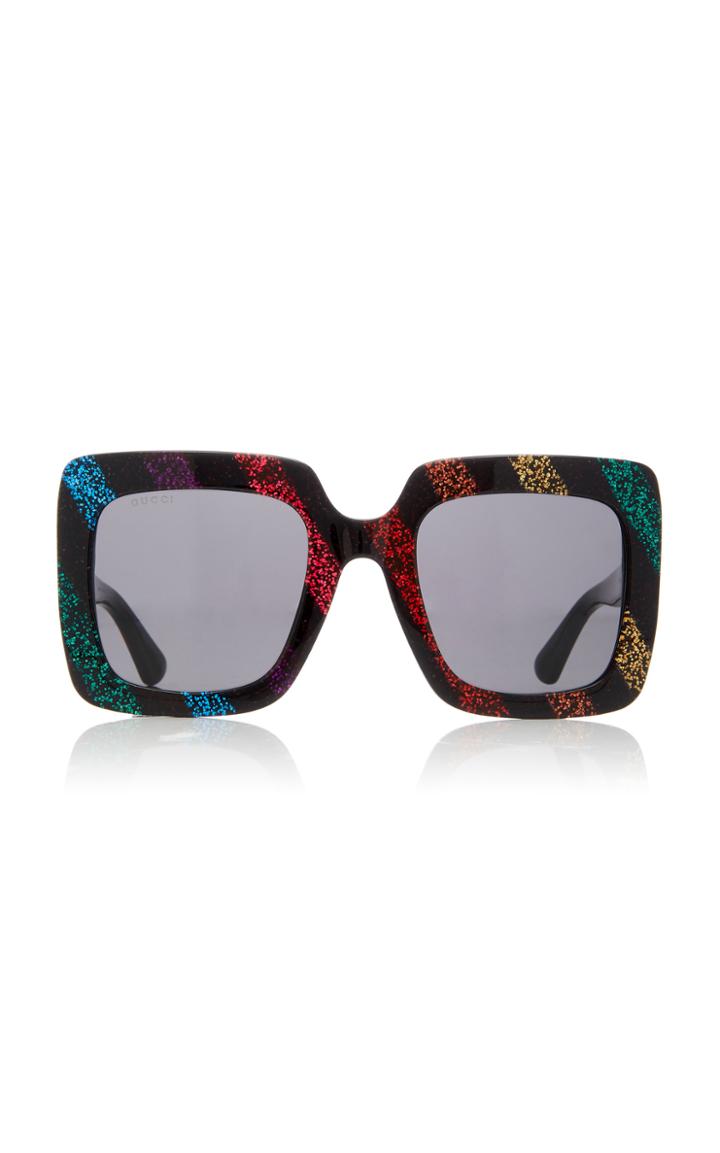 Gucci Sunglasses Square-frame Glittered Acetate Sunglasses