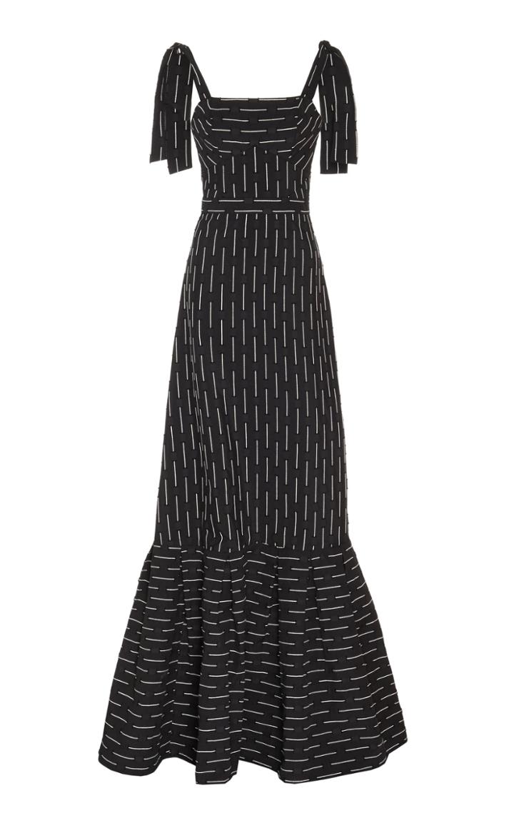 Alexis Symphony Tie-shoulder Flared-hem Maxi Dress