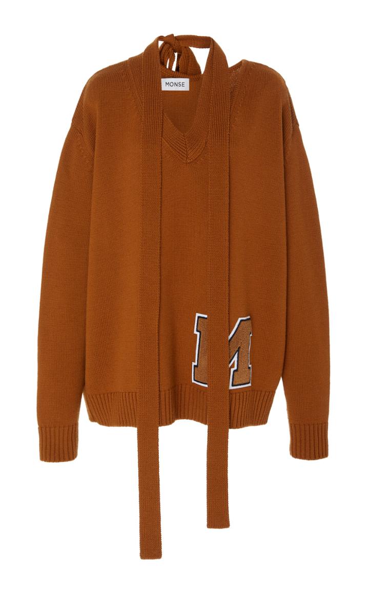 Monse V Neck Tie 'm' Knit Sweater