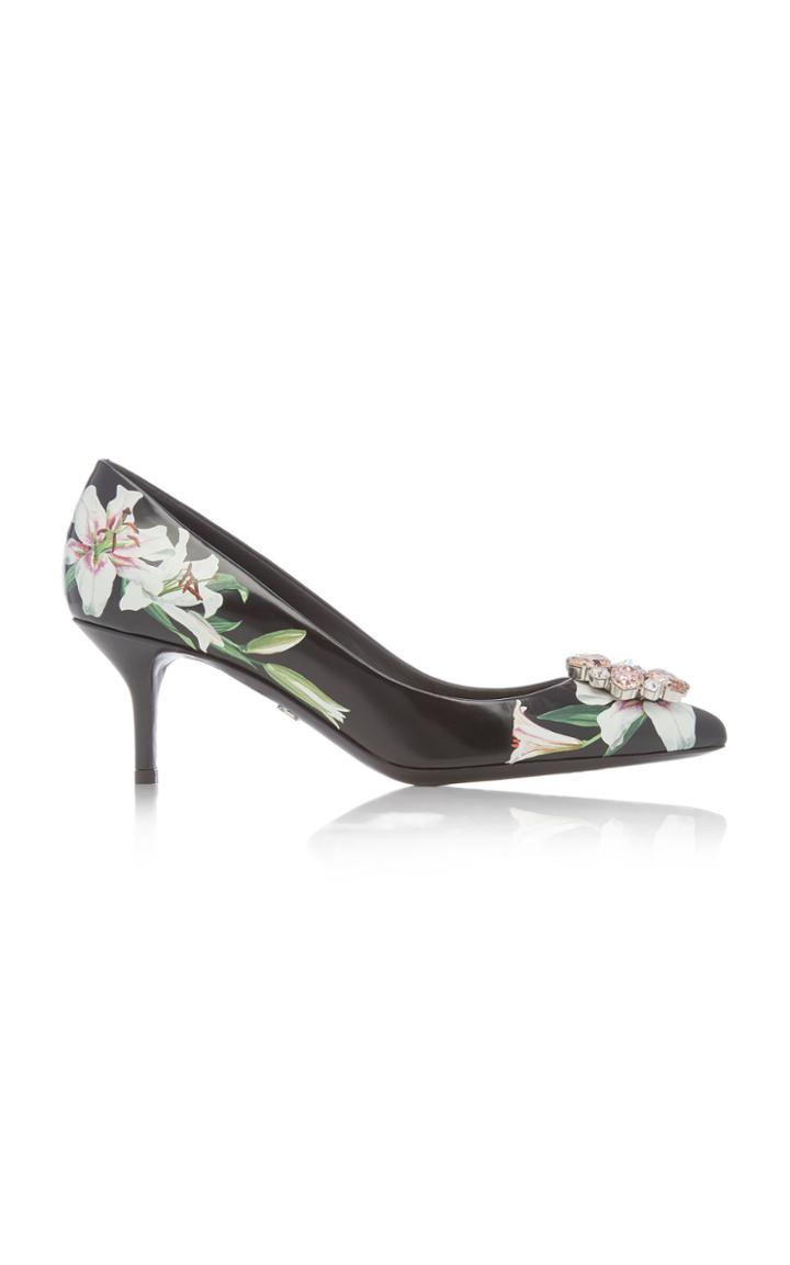 Dolce & Gabbana Decollete Floral-print Leather Pumps