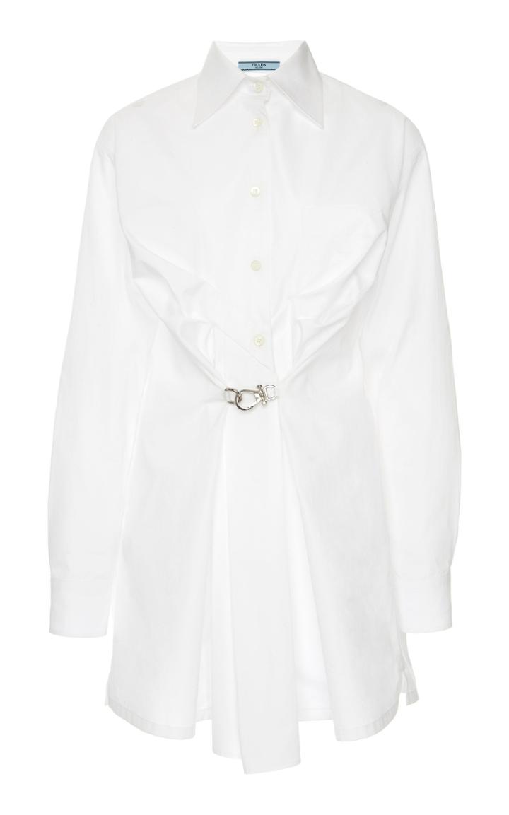 Prada Gathered Poplin Button-up Shirt