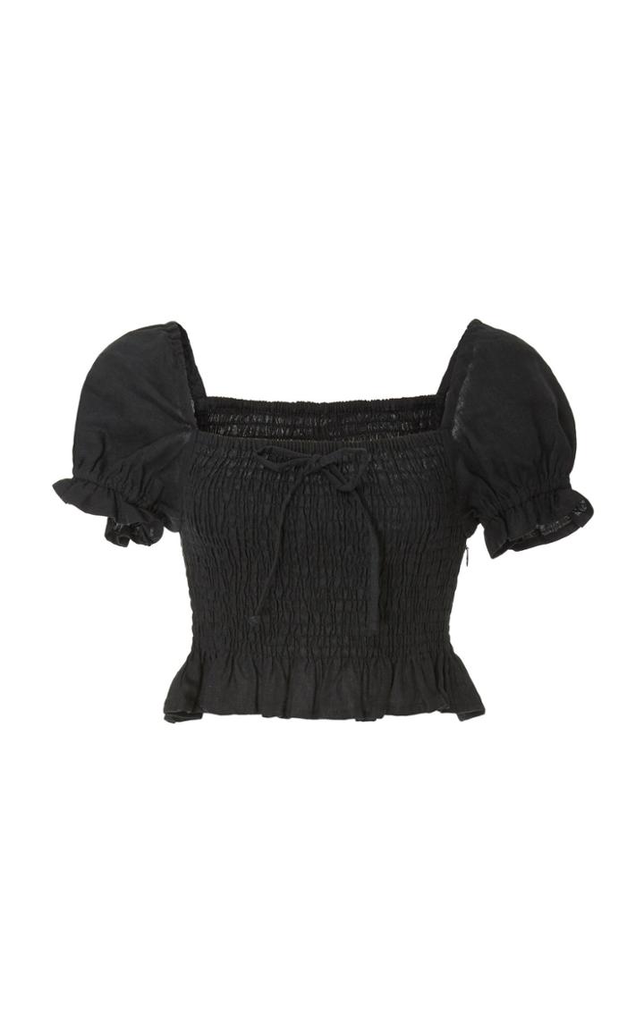 Faithfull The Brand Marie Smocked Linen Top