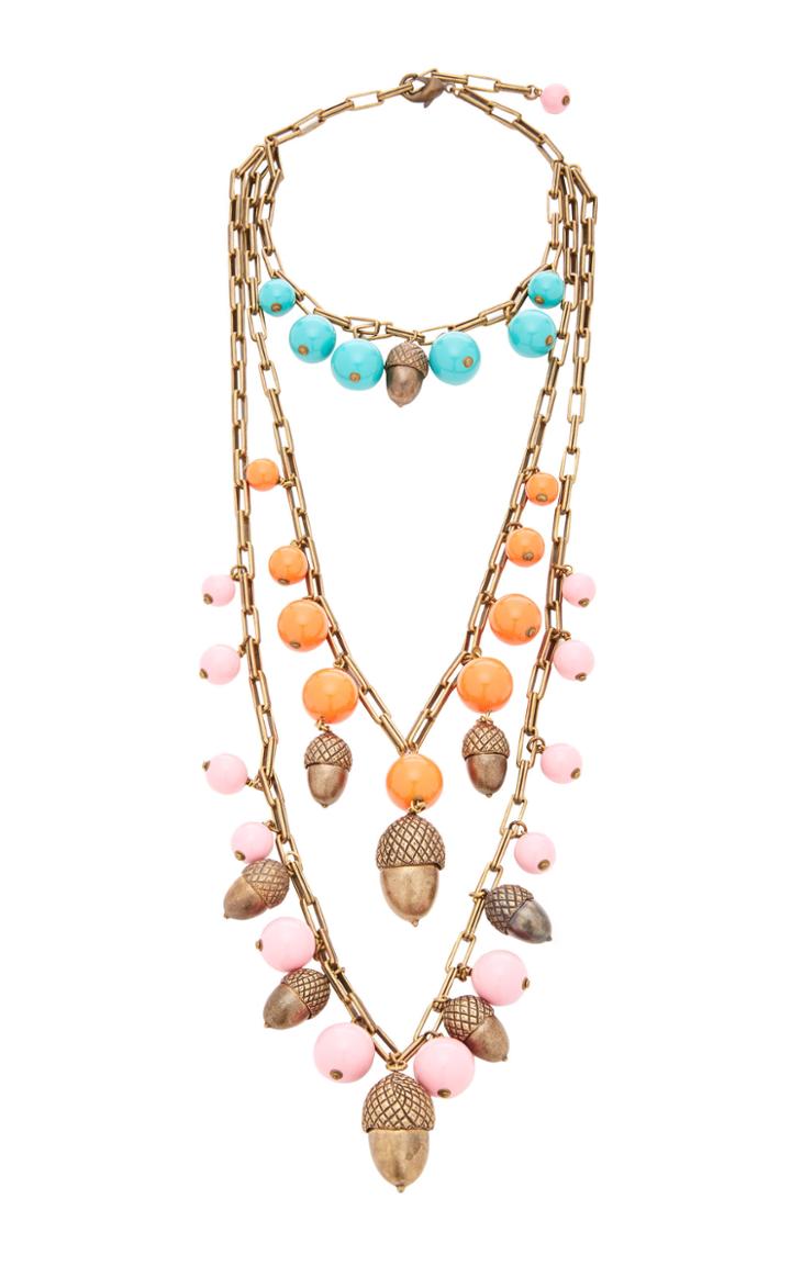 Carolina Herrera Layered Acorn And Beads Necklace