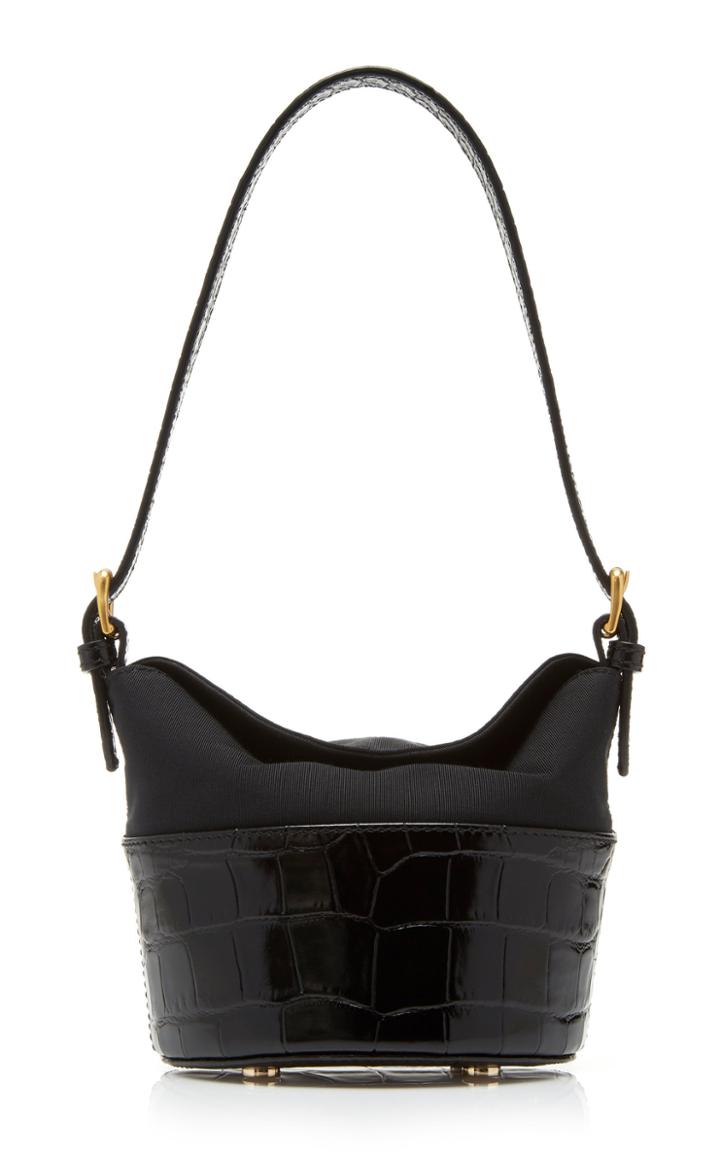 By Far Jamie Mini Duchesse-satin And Croc-effect Leather Shoulder Bag
