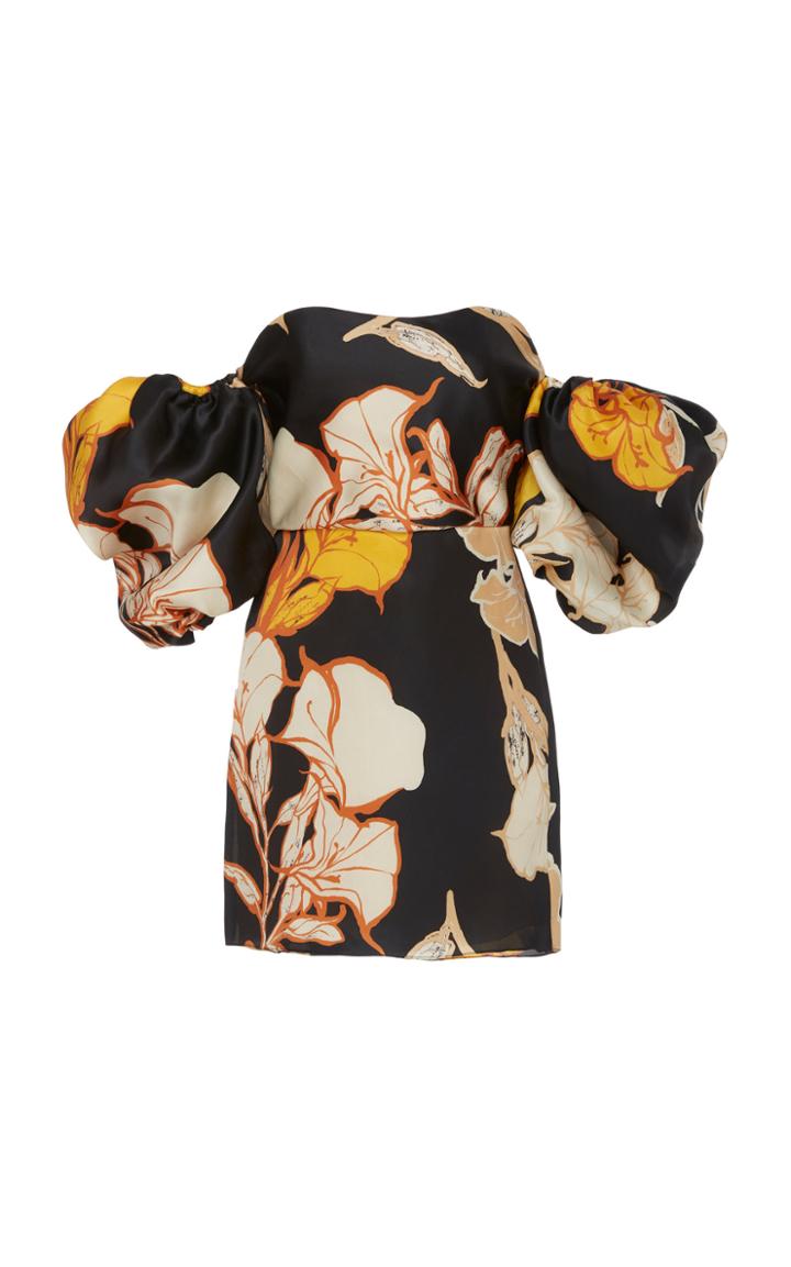 Johanna Ortiz Cosmic Origin Puff Sleeve Silk Mini Dress