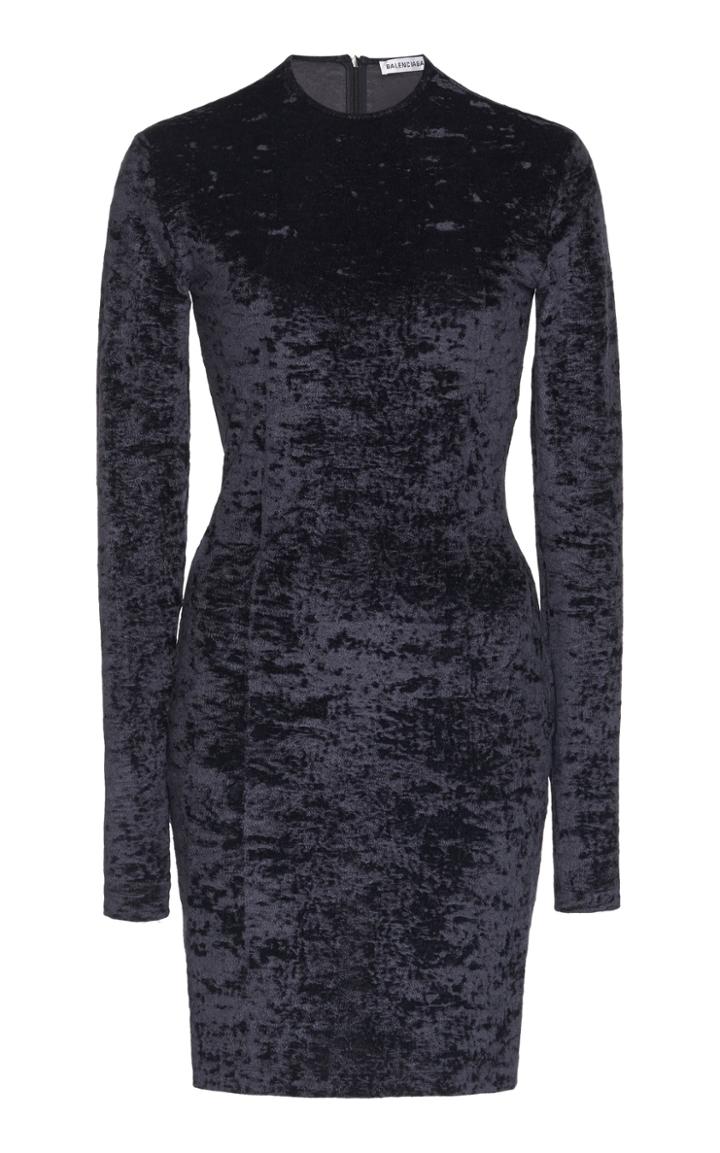 Balenciaga Crushed Velvet Biker Short Mini Dress