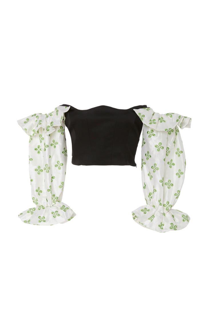 Paris Georgia Ruffle Printed Bodice Crop Top