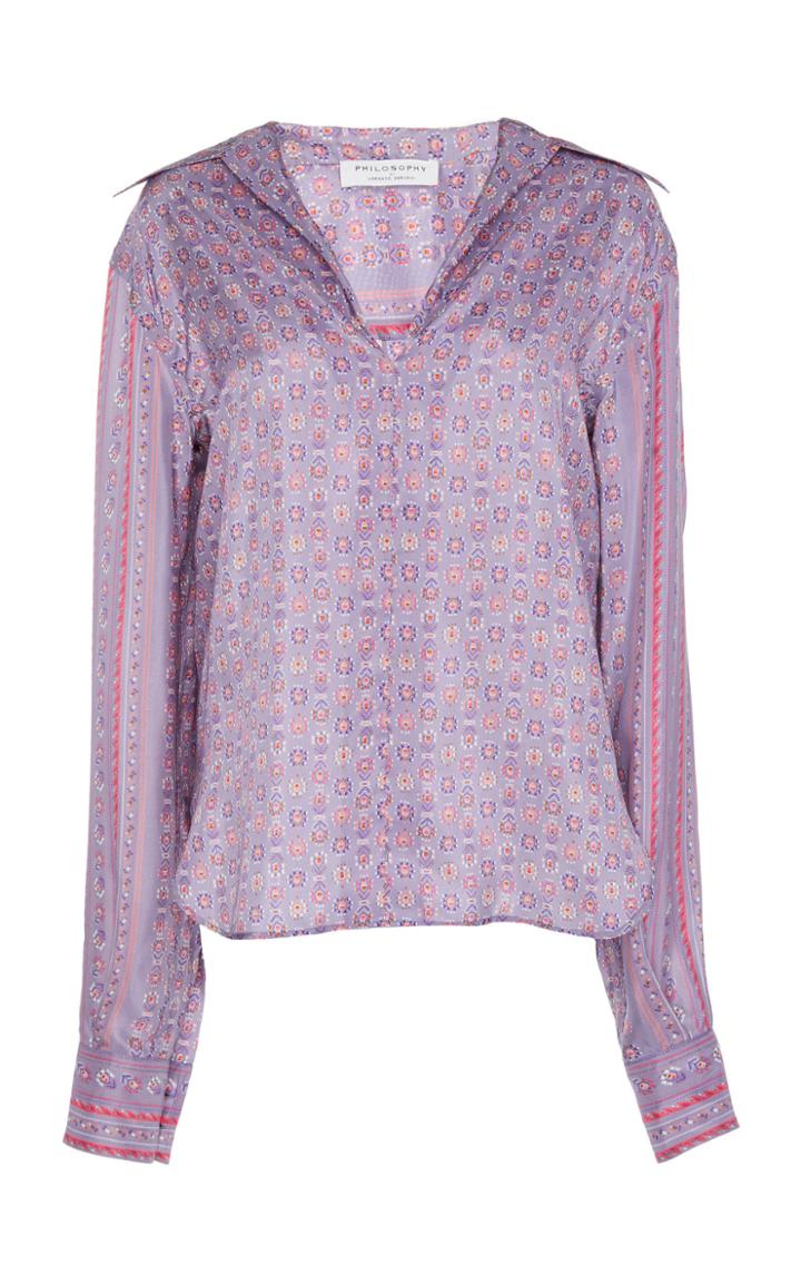 Philosophy Di Lorenzo Serafini Printed Twill Scarf Shirt