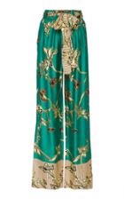 Alexis Aviles Floral-print Crepe De Chine Wide-leg Pants