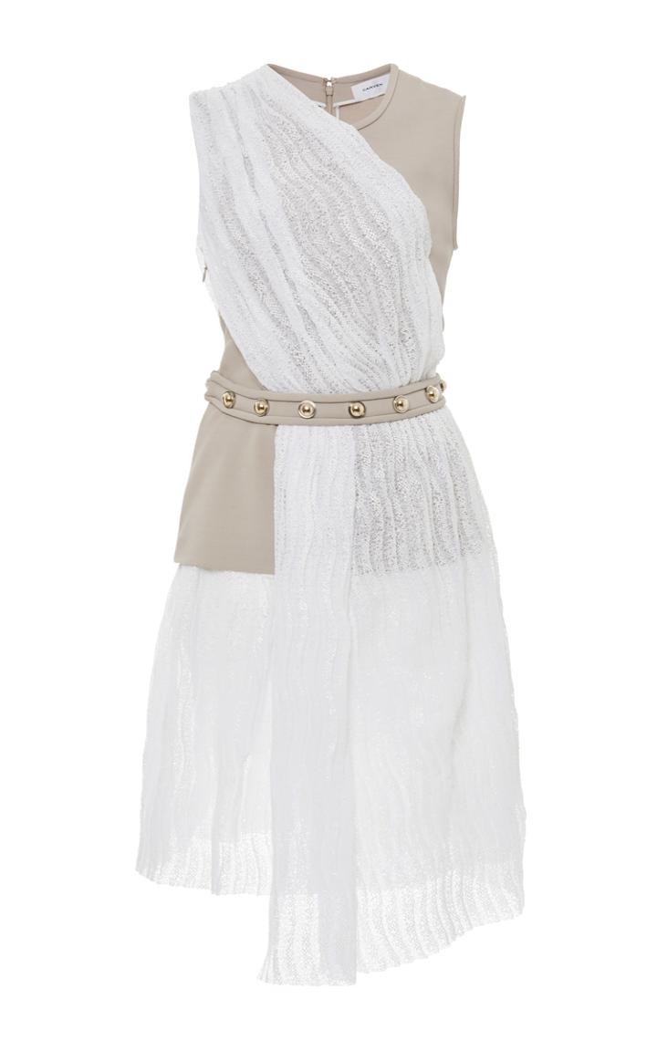 Carven Shiny Waves Lace Draped Dress