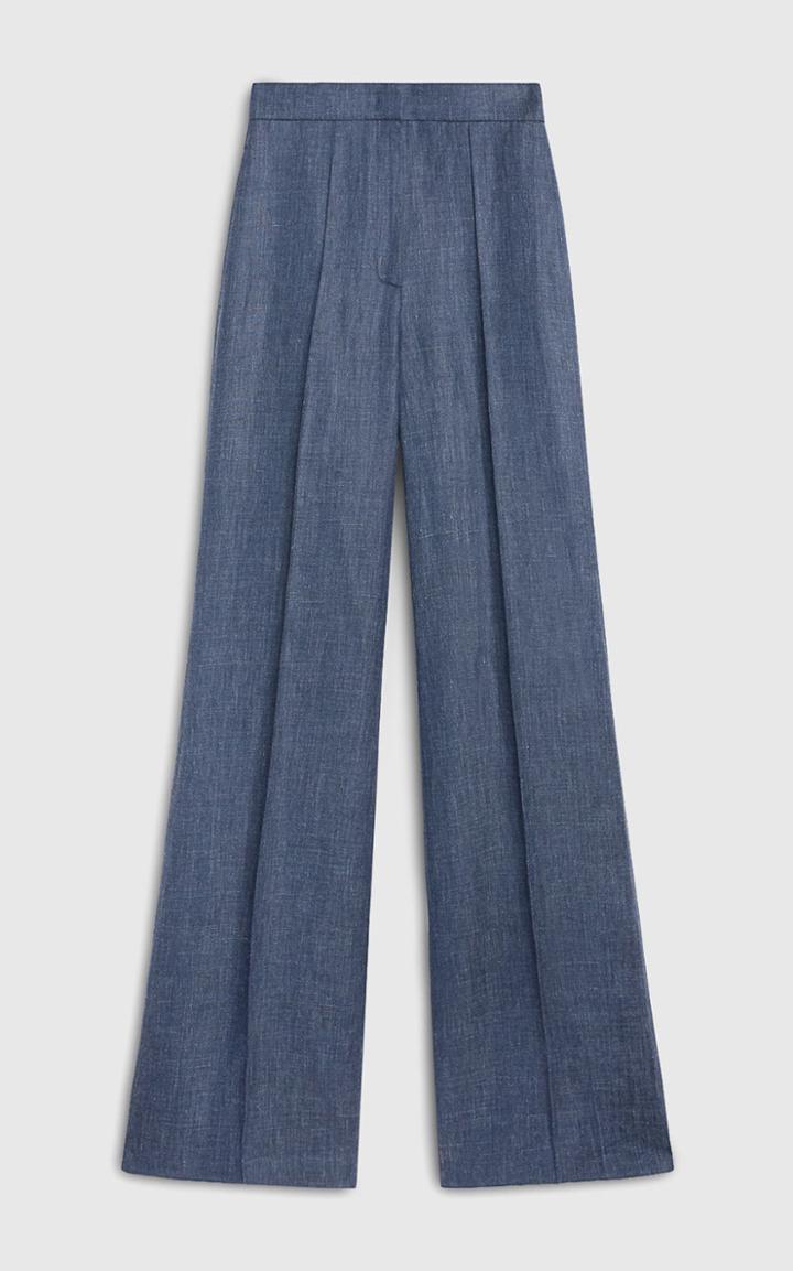 Moda Operandi Brock Collection Simona Linen-blend Chambray Wide-leg Trousers