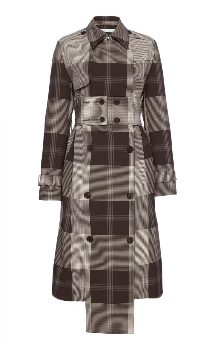 Moda Operandi Rokh Belted Gingham Trench Coat Size: 34