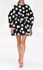 Carolina Herrera Polka Dot Bow-embellished Cotton Mini Dress