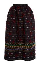 Oscar De La Renta Embroidered Midi Skirt