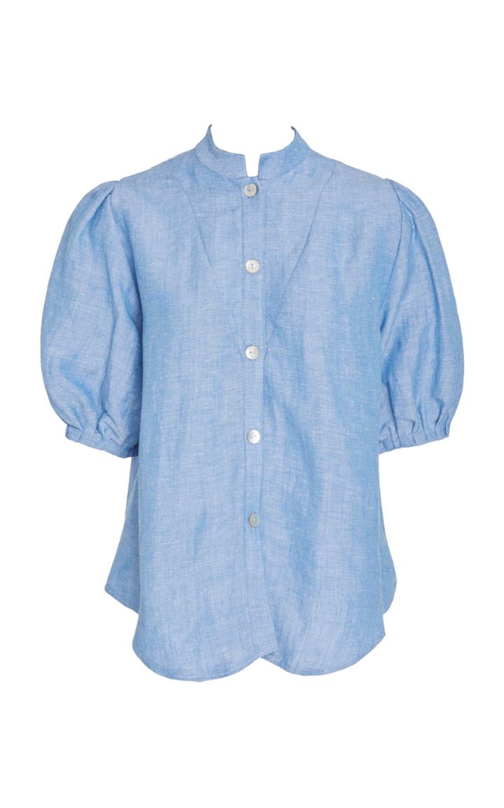 Christine Alcalay Linen Blend 3/4 Sleeve Top