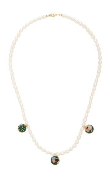 Nst Studio M'o Exclusive Cloisonn Charms Pearl Necklace