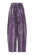 Sally Lapointe Embossed Snake-effect Leather Wide-leg Pants
