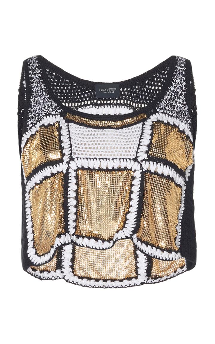 Giambattista Valli Metallic Woven Knit Top