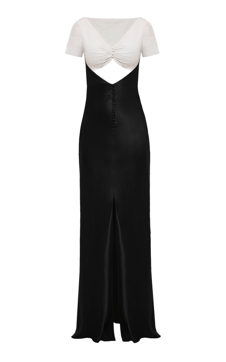 Moda Operandi Anna October Saturday Two-tone Poplin & Satin Cutout Dress Size: Xs