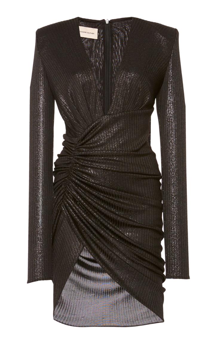 Alexandre Vauthier Ruched Rib Knit-lam Mini Dress