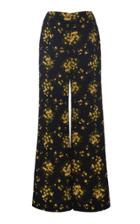 Emilia Wickstead Hullinie Floral Crepe Cropped Wide-leg Pants