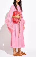 Moda Operandi Valentino Feather-trimmed Silk Georgette Midi Dress