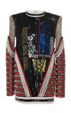 Balmain High Neck Patchwork Embroidered Top