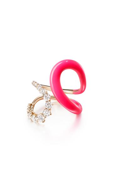 Moda Operandi Melissa Kaye 18k Pink Gold And Neon Pink Enamel Aria Jane Ring