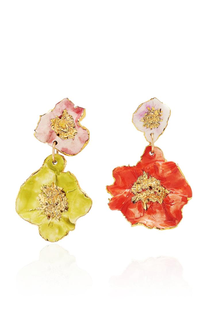 Moda Operandi Sonia Boyajian Flower Drop Pansy Earrings