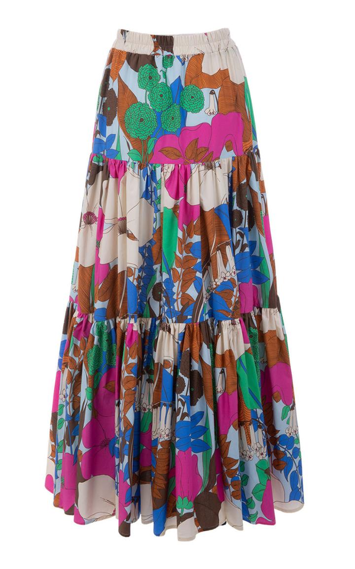 Moda Operandi La Doublej Big Tiered Floral Cotton Maxi Skirt