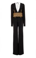 Cucculelli Shaheen Golden Arrows Silk Crepe Jumpsuit