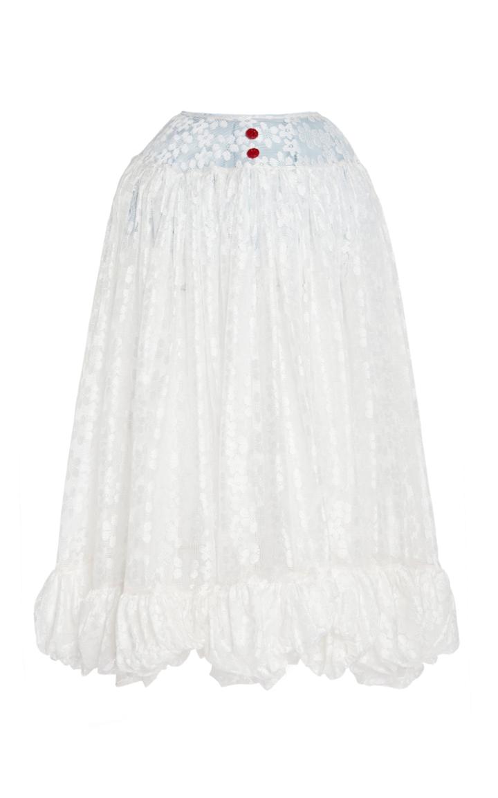 Moda Operandi Yuhan Wang Ruffled Floral Jacquard A-line Maxi Skirt